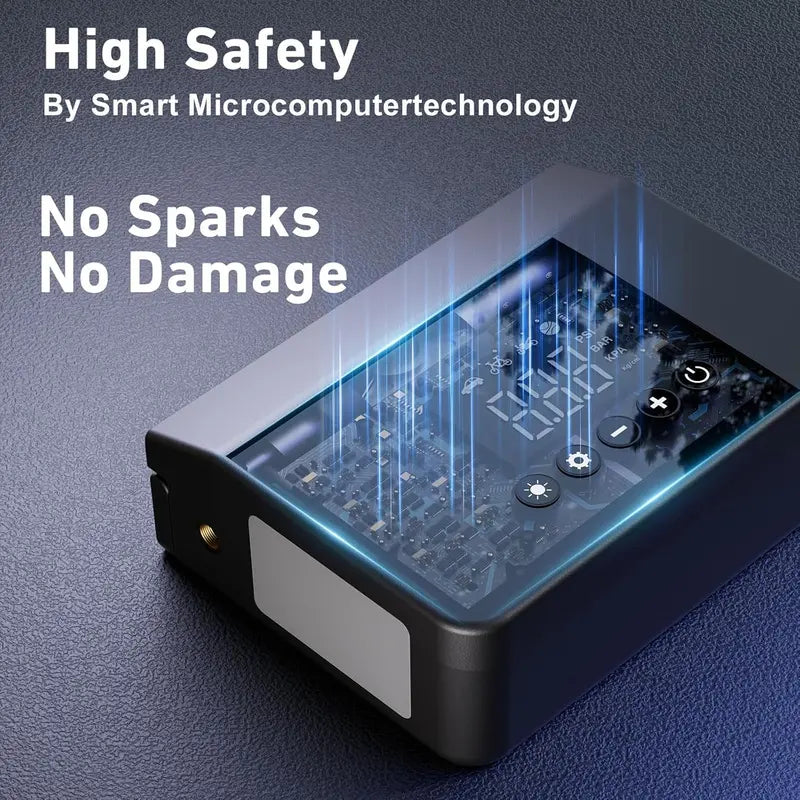 Portable Car Jump Starter with Tire Inflator & LED Light