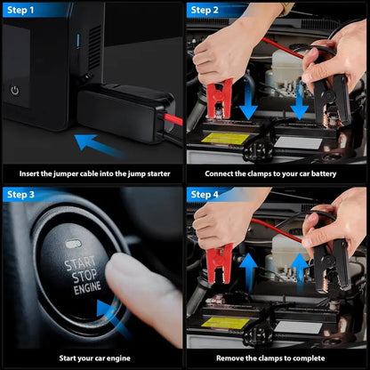 Portable Car Jump Starter with Tire Inflator & LED Light