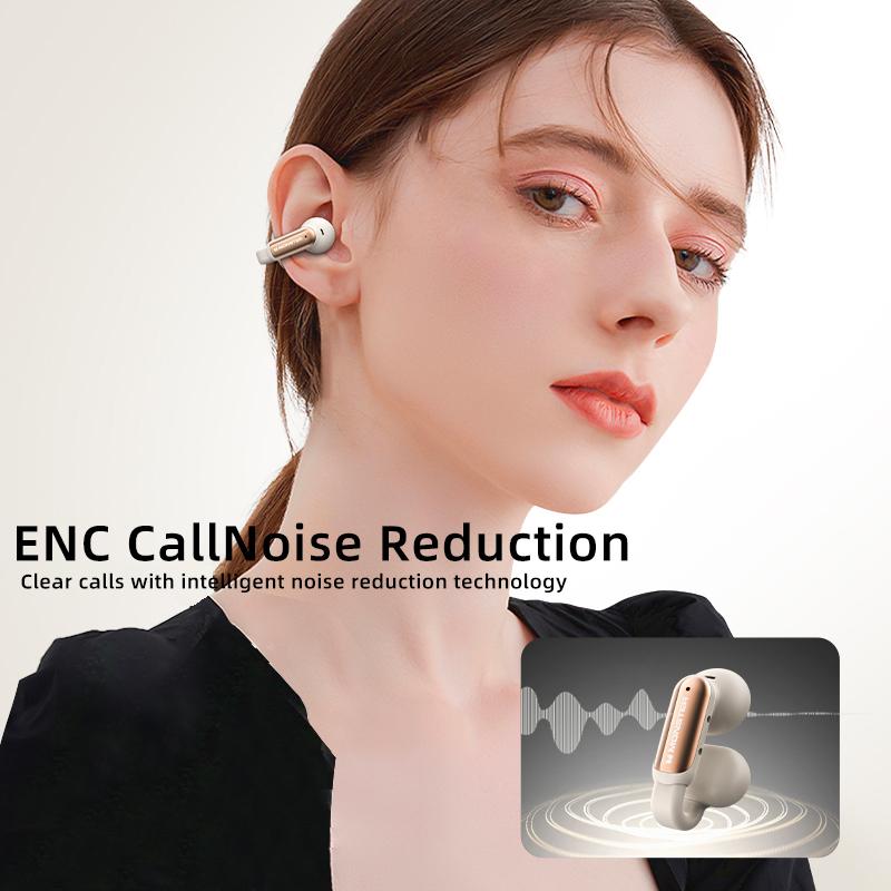 Clip-on headphones with ENC noise-canceling microphone