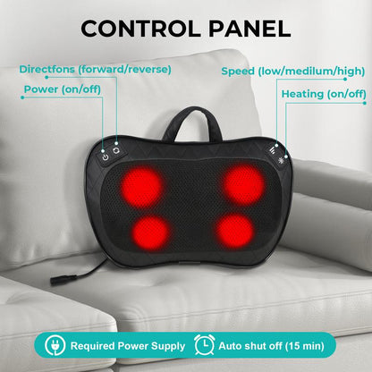 Heated Shiatsu Massage Pillow for Home & Office