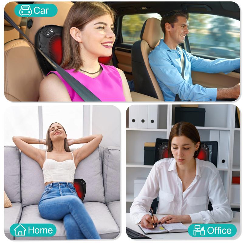 Heated Shiatsu Massage Pillow for Home & Office