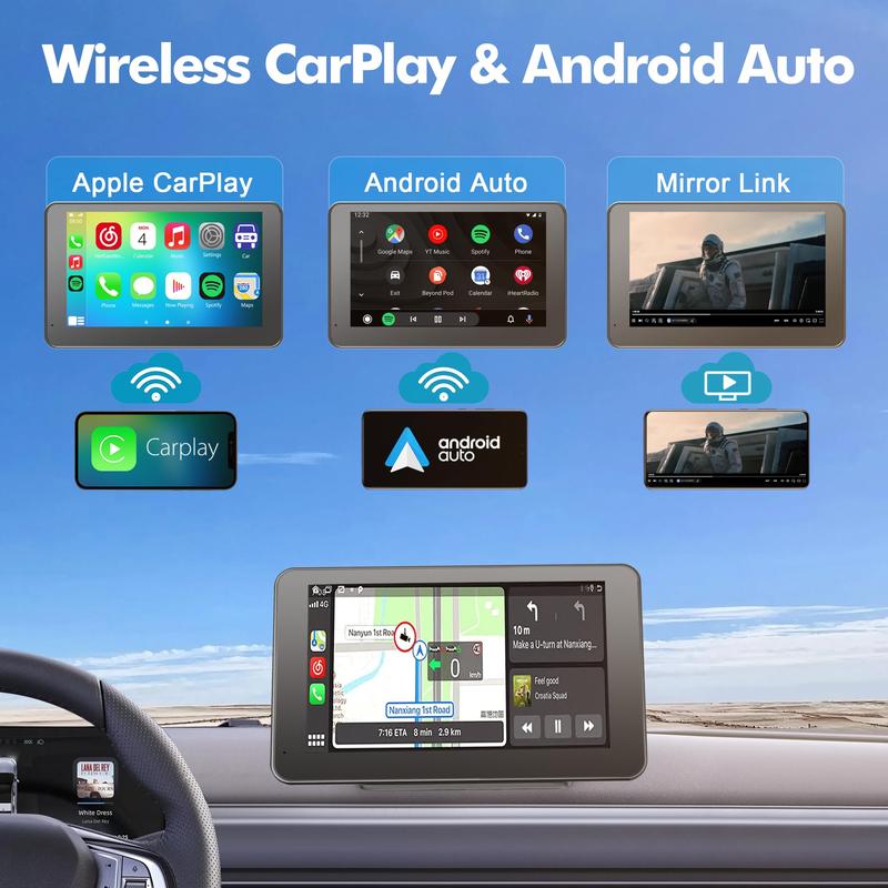 2025 Wireless CarPlay Screen – Portable Display for iPhone & Android